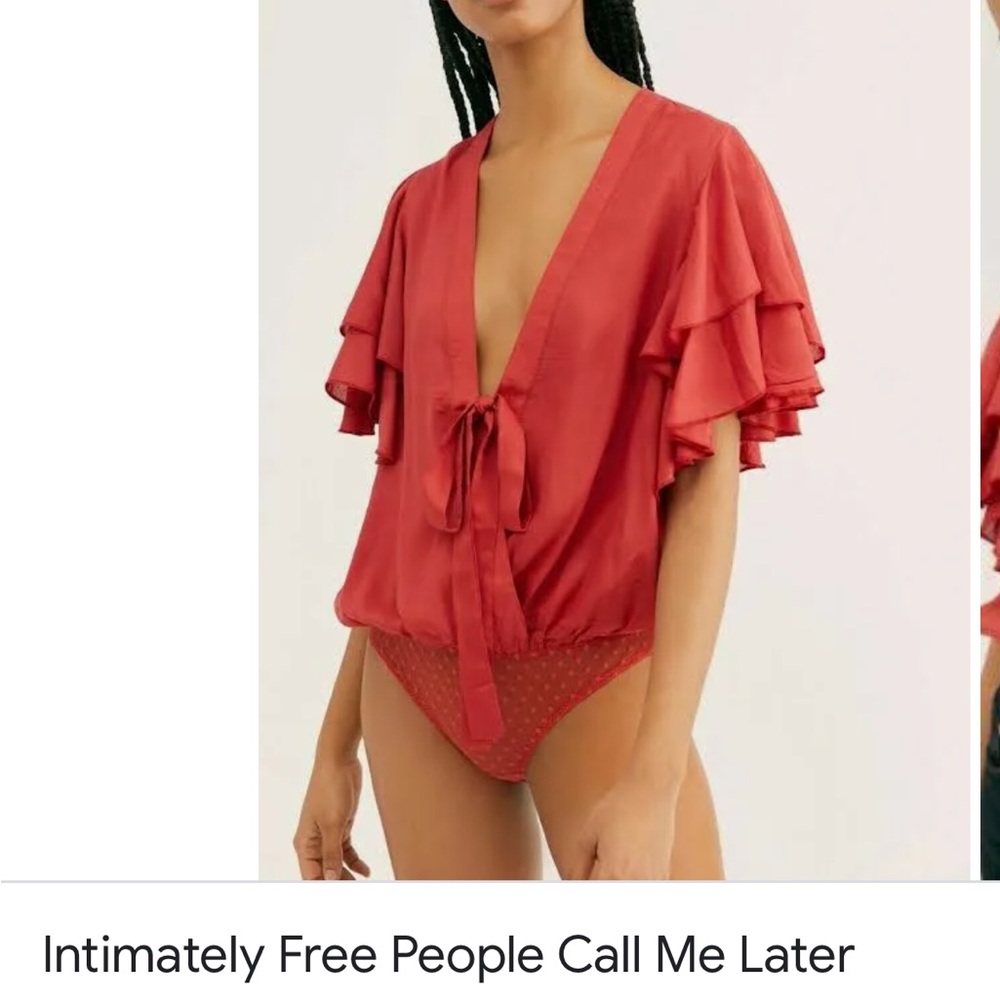 Free People Call Me Later Ruffled Bodysuit